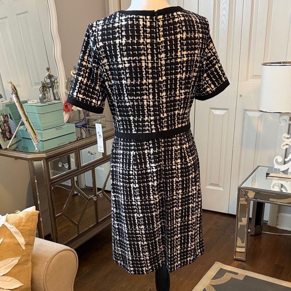 Lovely & Fab "Shelby & Palmer" Black & White Tweed Style Dress Timeless! Sz 6 - Picture 4 of 13